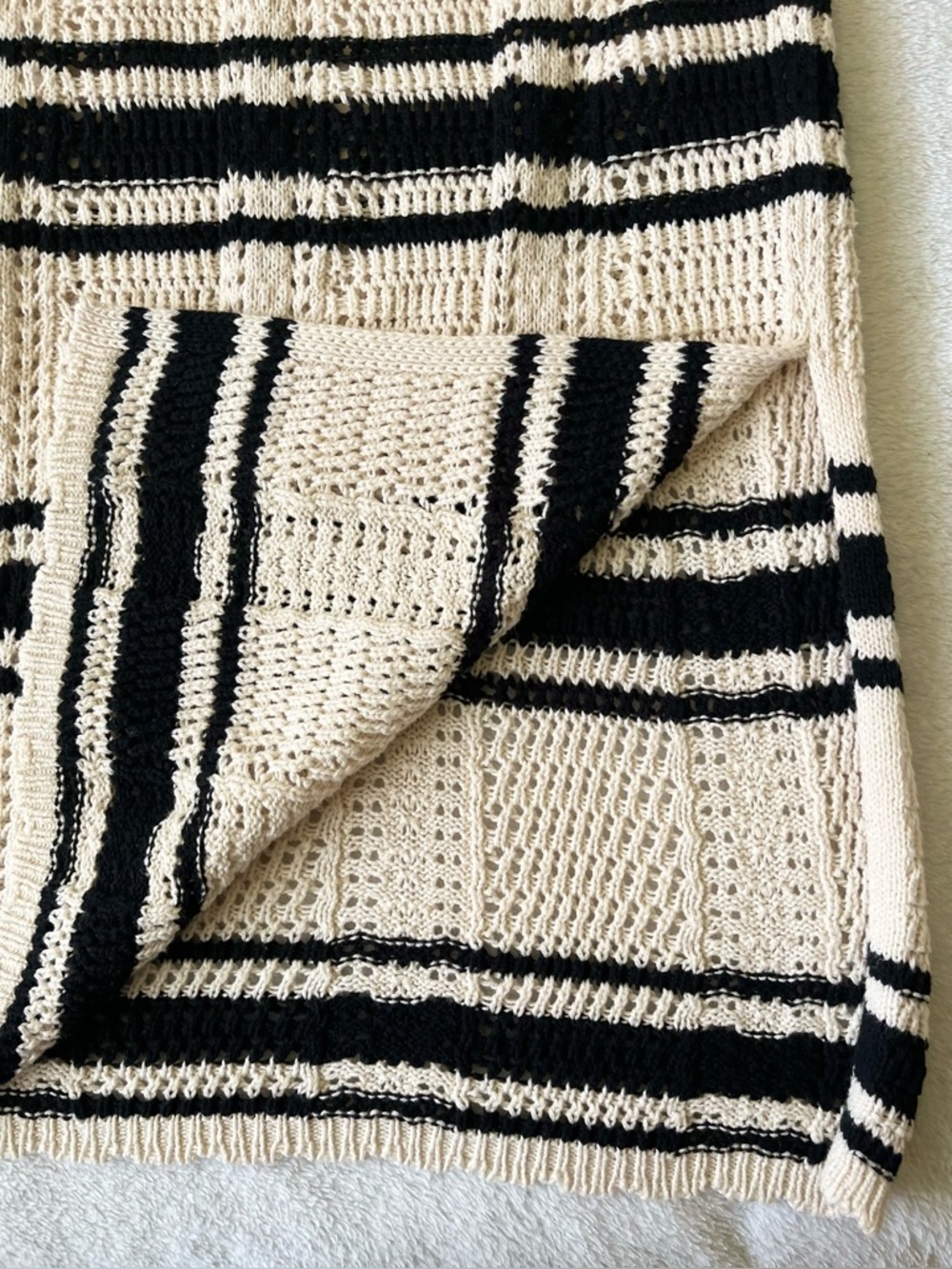 Striped Knit Maxi Skirt with Matching Crop Tank - Cream & Black - Picture 7 of 10